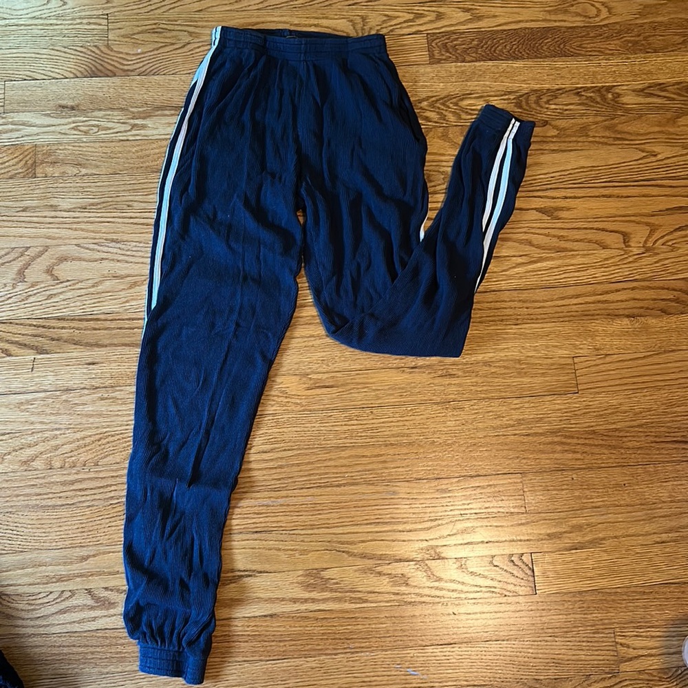Brandy Melville Navy Blue Striped Leg Joggers